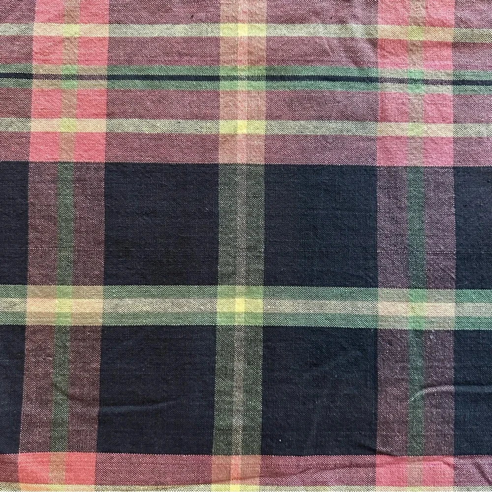 April Cornell Plaid Fruit Border Cotton Tablecloth Autumn Harvest Vintage Square